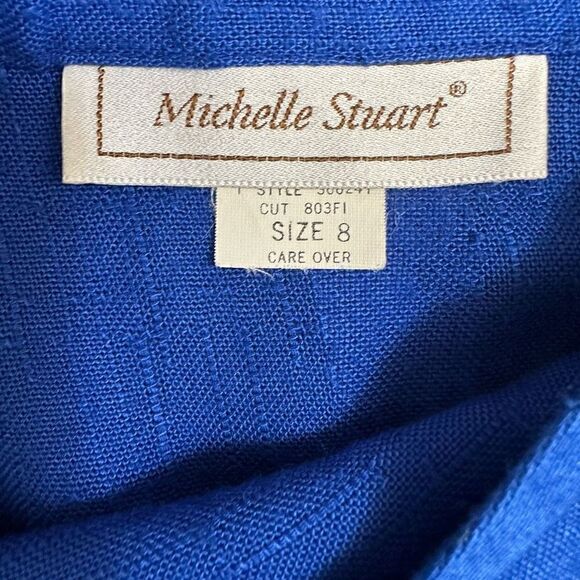 Vintage 80s Michelle Stuart Klein Blue Knitted Pleated Midi Skirt Side Slit Size - Picture 5 of 7